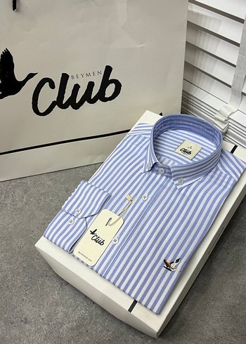Beymen club kalite çizgili mavi gömlek