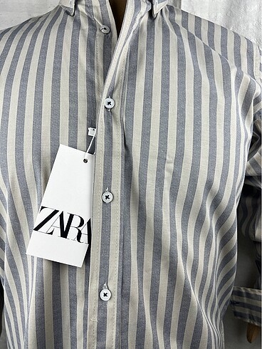 Zara Zara çizgili pamuklu slim fit gömlek