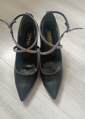 Siyah Deri Desenli Stiletto Topuklu Kadın Ayakkabı
