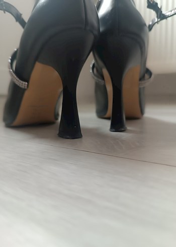 39 Beden siyah Renk Siyah Deri Desenli Stiletto Topuklu Kadın Ayakkabı