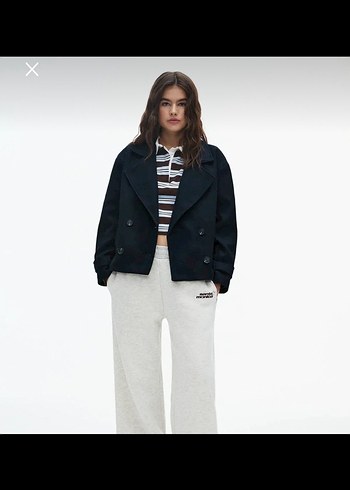 s Beden lacivert Renk Pull&Bear Kısa Kaşe Kaban