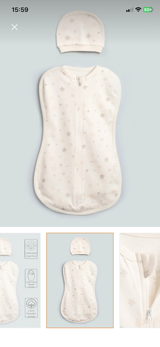 Beyaz Pamuklu Bebek Kundak - Görsel 2