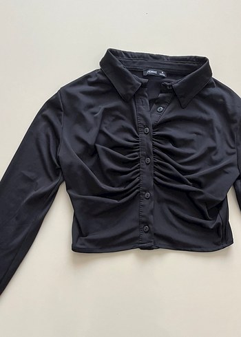 Crop Düğmeli Bluz - Görsel 2