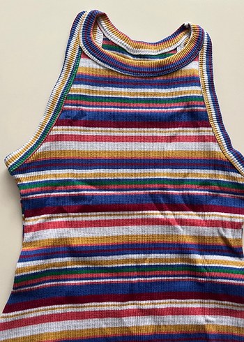 Çizgili Halter Yaka Bluz - Görsel 2