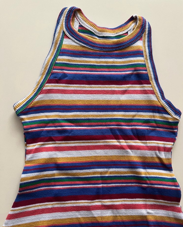 Çizgili Halter Yaka Bluz - Görsel 2