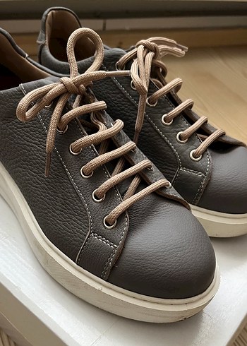 40 Beden kahverengi Renk Kadın Hakiki Deri Sneaker