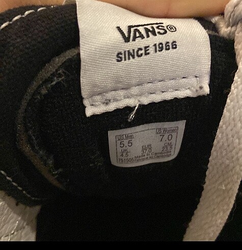 37 Beden siyah Renk VANS AYAKKABI