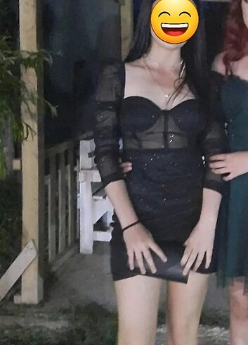 Diğer Simli siyah kısa elbise