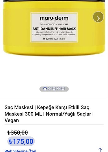 Maruderm Kepeğe Karşı Etkili Vegan Saç Maskesi 300 ML
