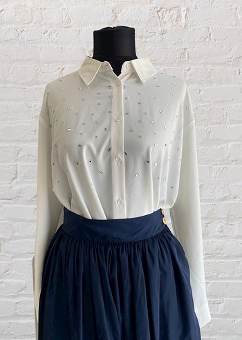 Lacivert kalın şifon gömlek BÜYÜK BEDEN - Görsel 2