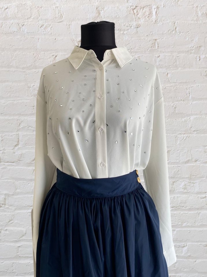 Lacivert kalın şifon gömlek BÜYÜK BEDEN - Görsel 2