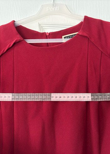 Bordo Kemerli Klasik Ofis İş Elbisesi - Görsel 5