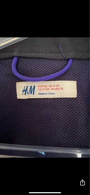 11-12 Yaş Beden mor Renk H&M Çocuk Mont 11-12 yaş
