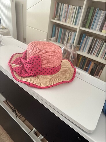 Beden pembe Renk Kız Çocuk Şapka Pembe Üzeri Siyah Puantiye