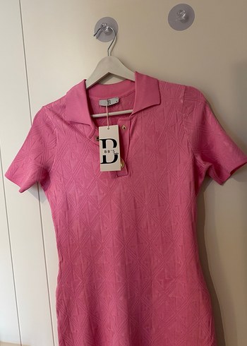 Pembe V Yaka Triko Uzun Elbise - Görsel 4