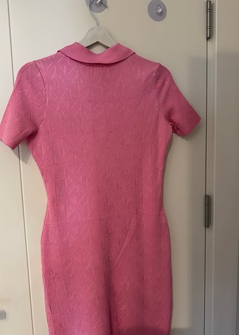 Pembe V Yaka Triko Uzun Elbise - Görsel 7