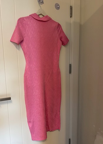 Pembe V Yaka Triko Uzun Elbise - Görsel 6