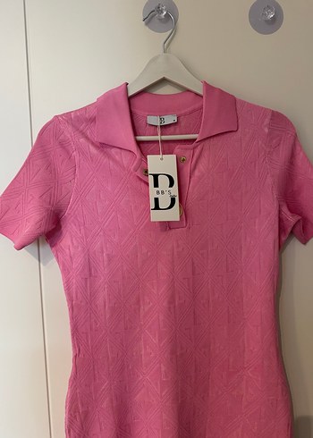 Pembe V Yaka Triko Uzun Elbise - Görsel 3