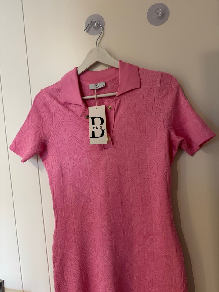 Pembe V Yaka Triko Uzun Elbise - Görsel 4