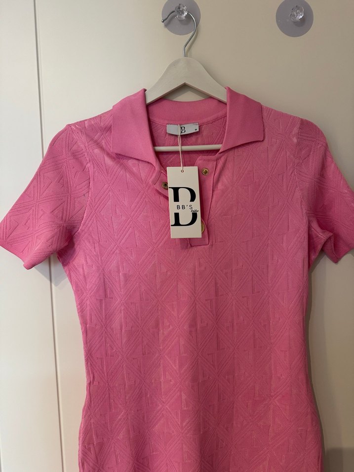 Pembe V Yaka Triko Uzun Elbise - Görsel 3