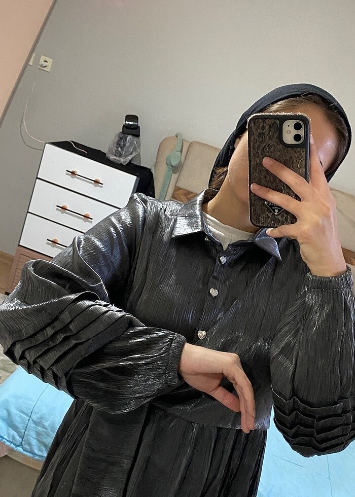 Antırasit özel gün elbisesi - Görsel 3