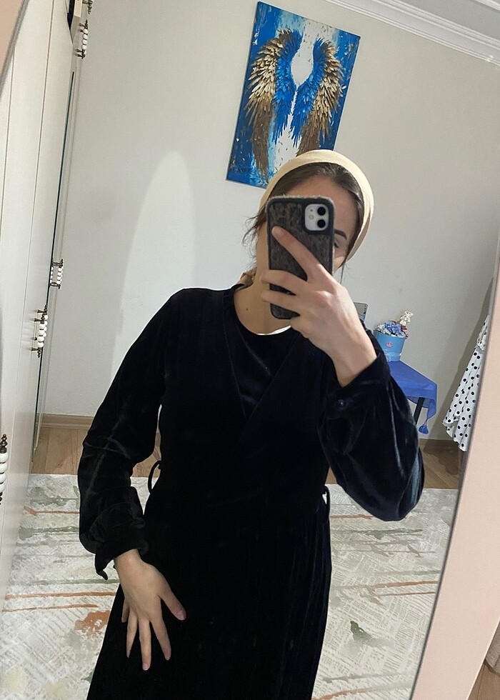 Kadife şık elbise - Görsel 4