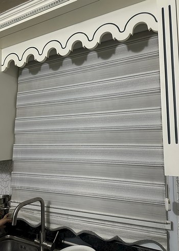 Gri Çizgili Modern Klasik stor perde iki tane - Görsel 4