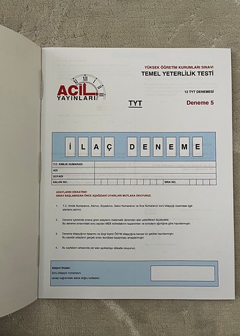  Beden Renk Matematiğin İlacı TYT Denemeleri - 12 Deneme