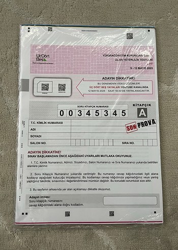 Pembe-Gri Sınav Hazırlık Kitapçığı A