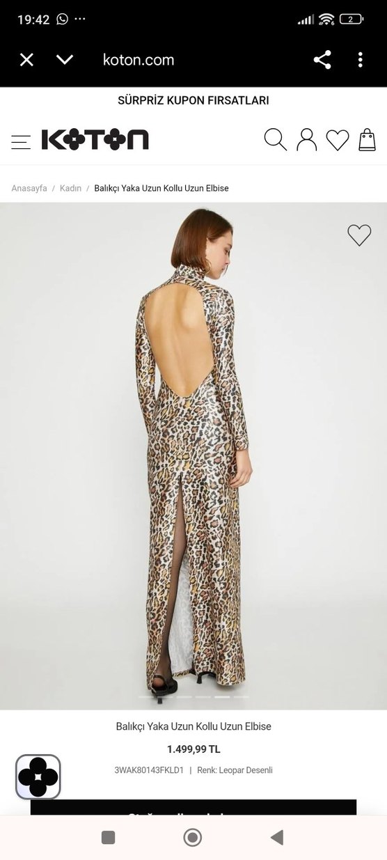 Kahverengi leopar Desenli Uzun sırt dekolteli Elbise - Görsel 2