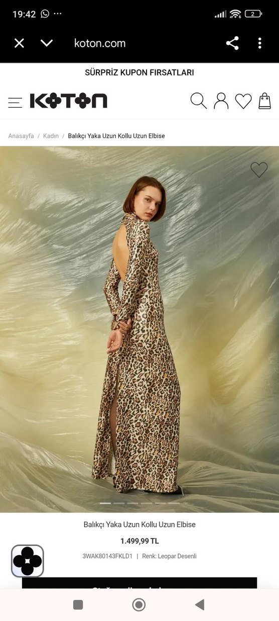 Kahverengi leopar Desenli Uzun sırt dekolteli Elbise - Görsel 3