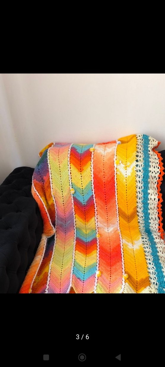 Renkli Desenli Örgü Battaniye - Görsel 4