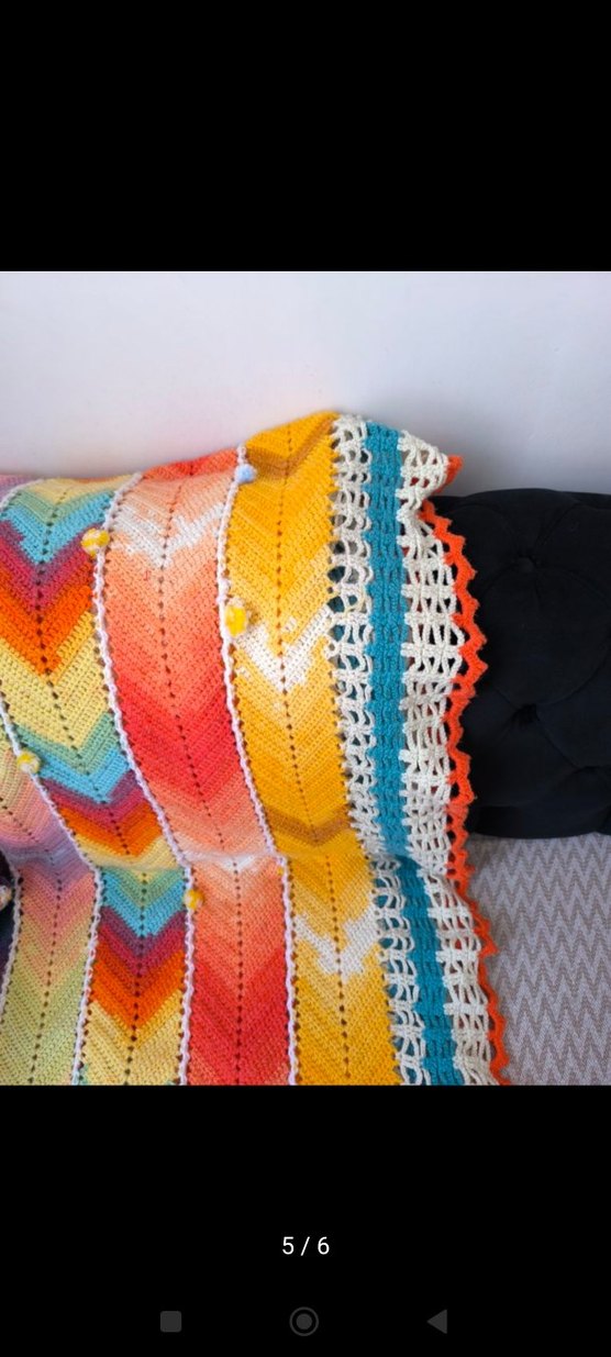 Renkli Desenli Örgü Battaniye - Görsel 2