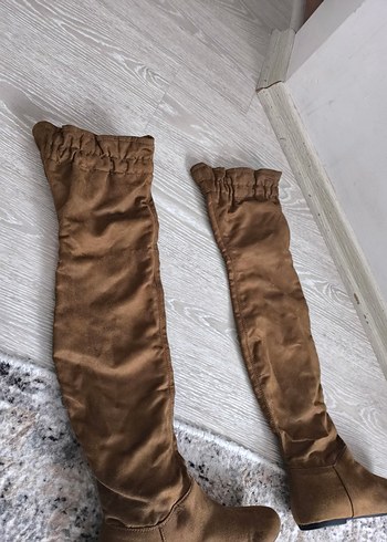 Kahverengi Süet Dizüstü Botlar - Görsel 8