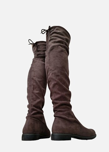 Kahverengi Süet Dizüstü Botlar - Görsel 2