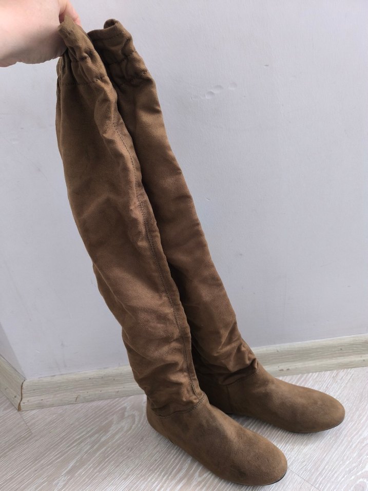 Kahverengi Süet Dizüstü Botlar - Görsel 4