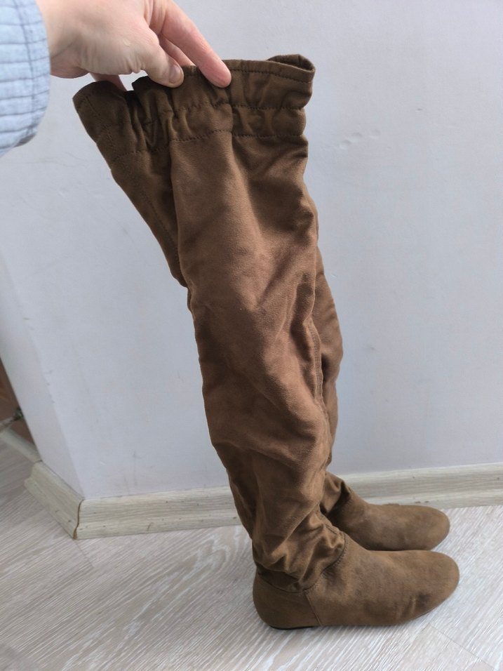 Kahverengi Süet Dizüstü Botlar - Görsel 3