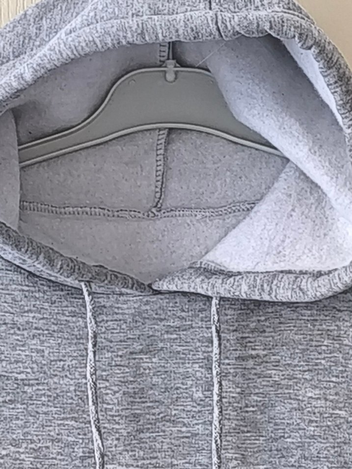 Gri Kapüşonlu Uzun sveat Elbise - Görsel 3