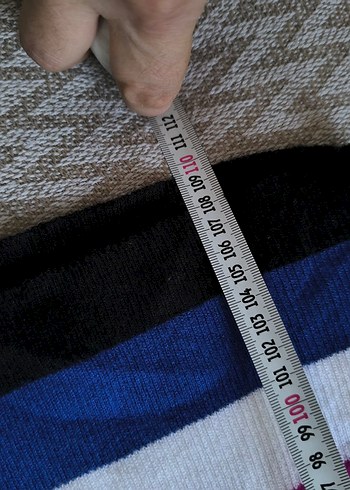 Çizgili, Kısa Kollu, Midi Triko Elbise - Görsel 7