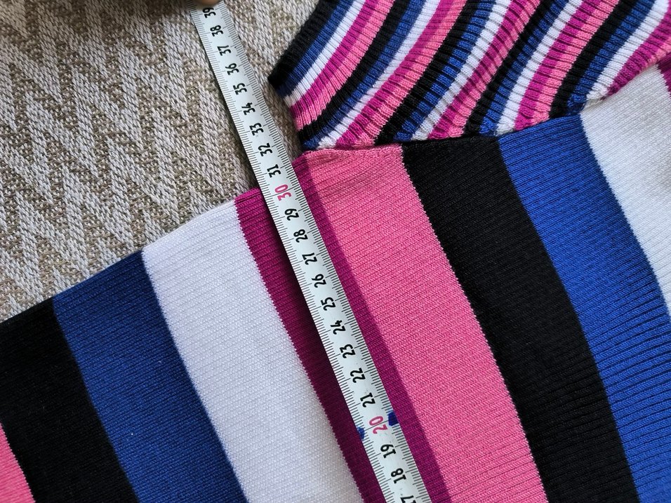 Çizgili, Kısa Kollu, Midi Triko Elbise - Görsel 5