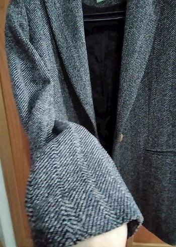 Düğmeli Gri Kadın Yün Ceket - Görsel 2