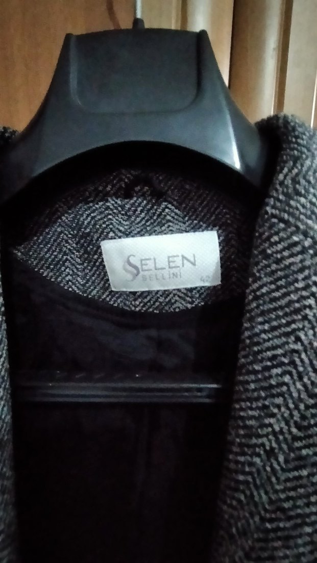 Düğmeli Gri Kadın Yün Ceket - Görsel 3