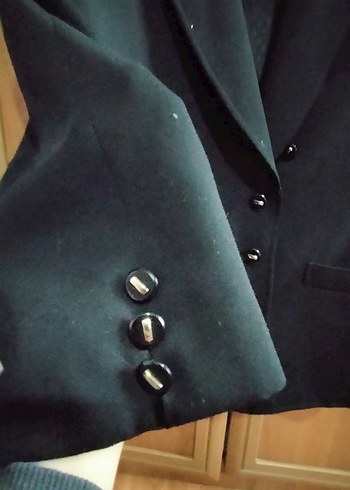 Düğmeli Siyah Kadın Mini Blazer - Görsel 3