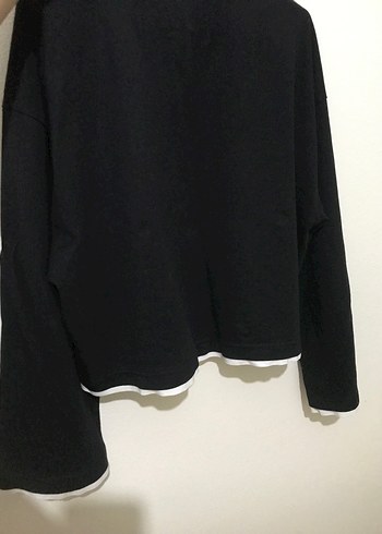s Beden Siyah Uzun Kollu Crop body