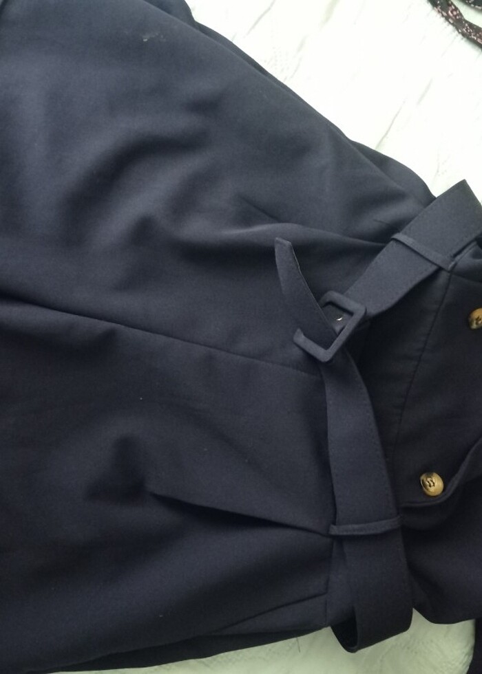 kemerli dokuma ceket yaka tulum - Görsel 4