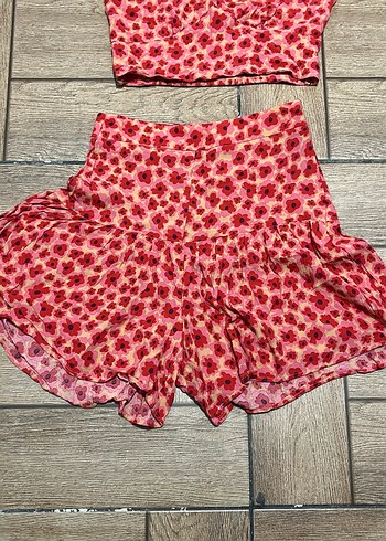 Pembe Bağlamalı Mini Şortlu Takım - Görsel 2