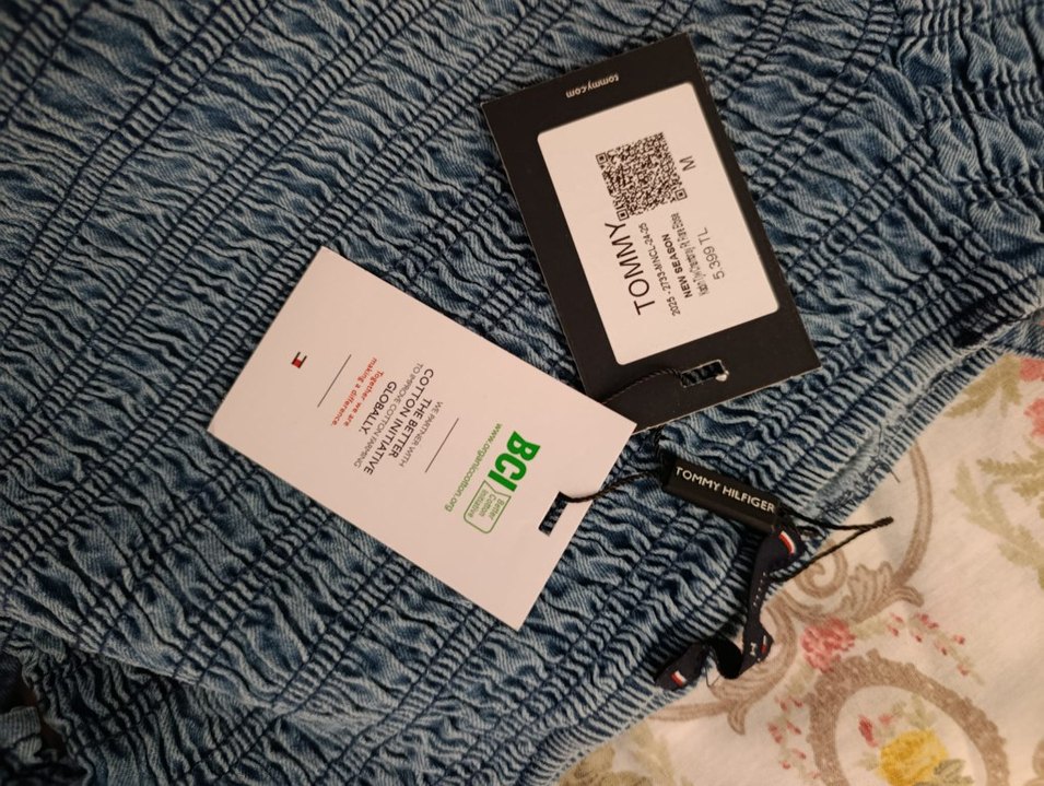 Nakışlı, Kemerli Uzun  Kot elbise - Görsel 3