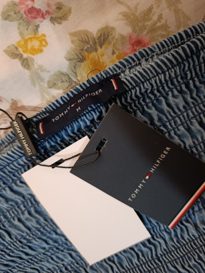 Nakışlı, Kemerli Uzun  Kot elbise - Görsel 2