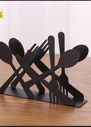 Beden siyah Renk Siyah Metal Çatal Kaşık Peçetelik