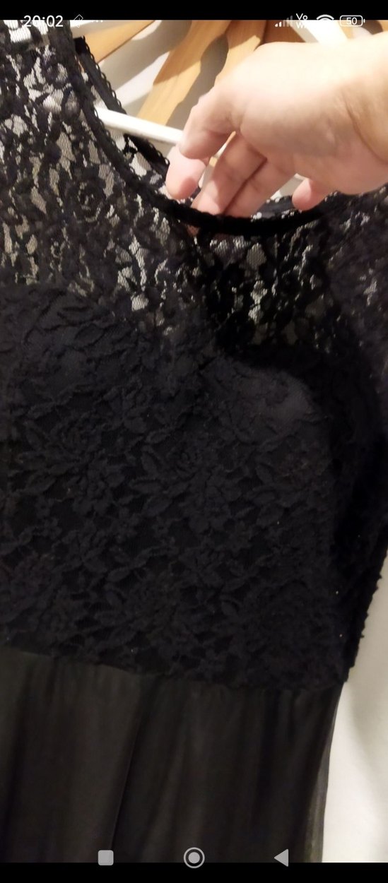 Siyah V Yakalı Uzun Gotik Elbise - Görsel 2